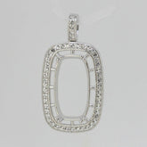 Sterling Silver Semi Mount Pendant Setting Cushion Cu 17x10mm Halo White Topaz - Syzjewelry